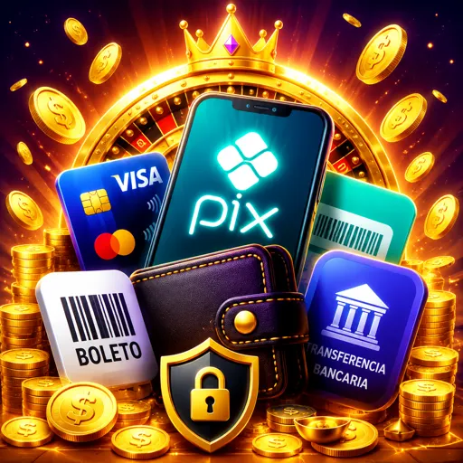 Ícones de métodos de pagamento disponíveis, incluindo PIX